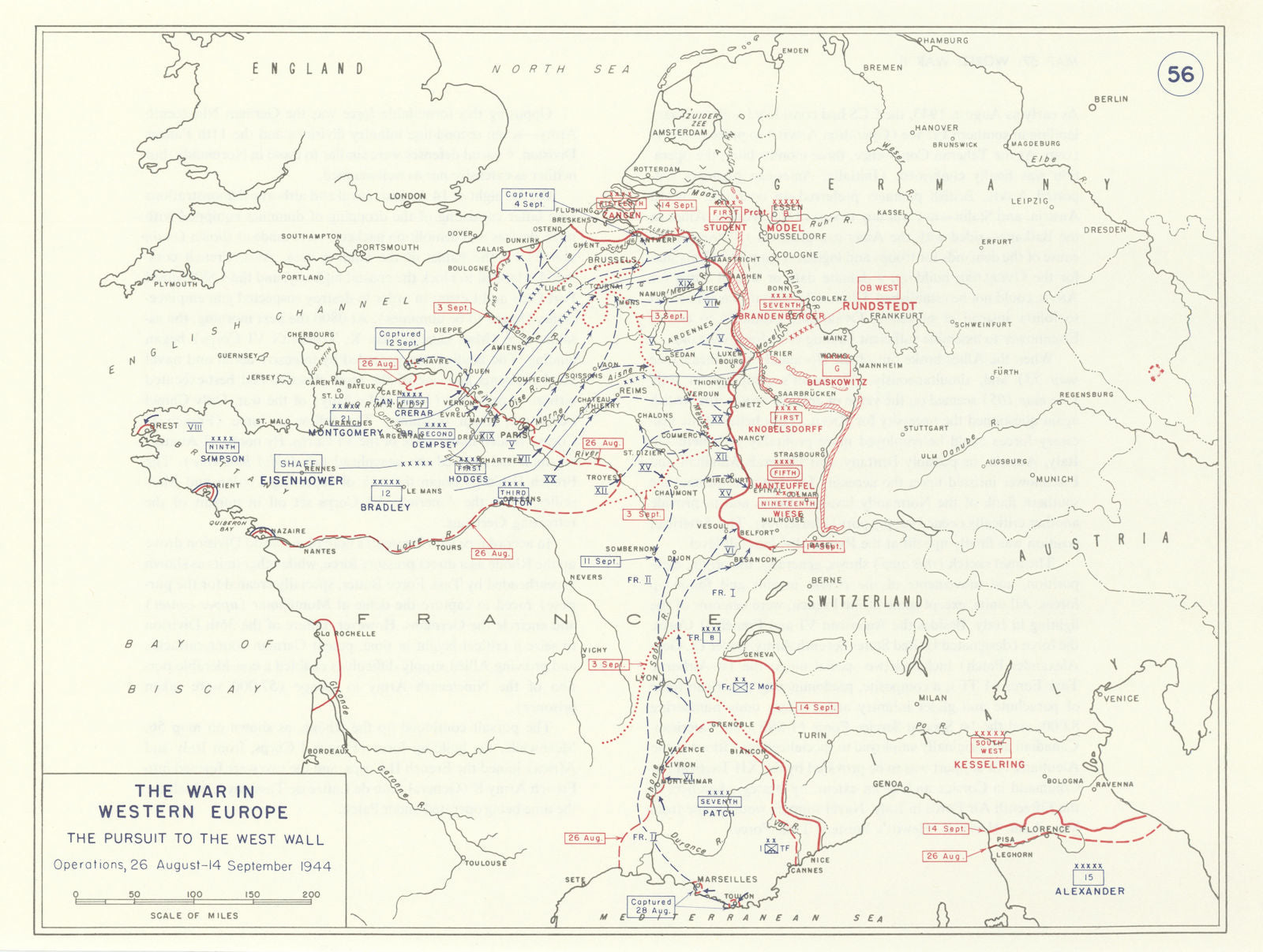 World War 2 Liberation of France Aug-Sept 1944 Pursuit to the West Wall 1959 map